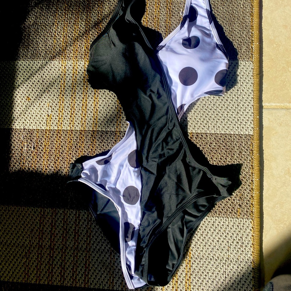 Polka dot one piece swimsuit